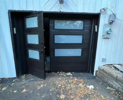 New York wood garage door design service in Spring Valley by Garage Door Customs.