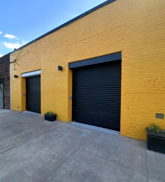 Commercial rolling garage door in Rockland County, New York. Commercial garage door services with Garage Door Customs.