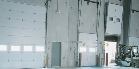 Loading bay roll-up doors for distribution centers and shippers/receivers.