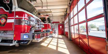New York State & NYC commercial glass panel doors for firehouses/firestations.