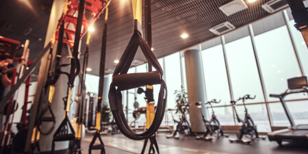 New York Aluminum glass panel doors for gyms and fitness studios.